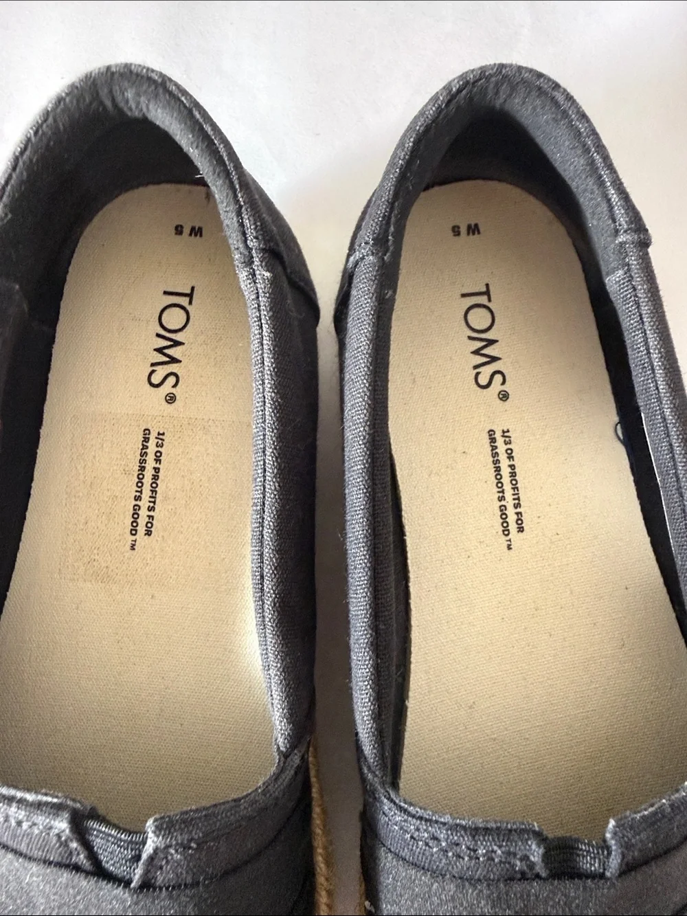 Toms Black Canvas Espadrille Platform Slip-Ons